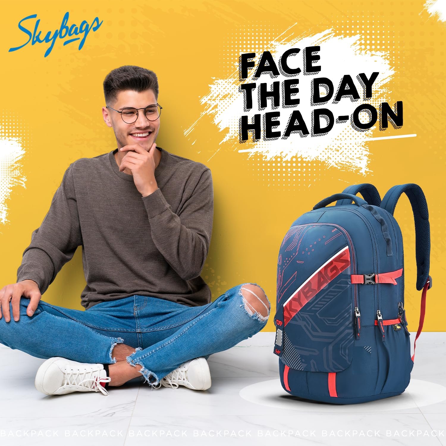 Skybags Vesper 40L Laptop Backpack with Rain Cover - Navy Blue 3 Skybags Vesper 40L Laptop Backpack with Rain Cover - Navy Blue - Image 3