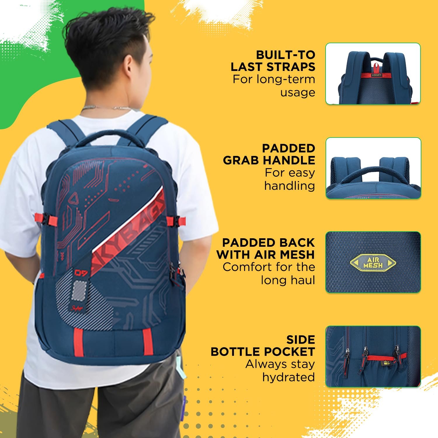 Skybags Vesper 40L Laptop Backpack with Rain Cover - Navy Blue 5 Skybags Vesper 40L Laptop Backpack with Rain Cover - Navy Blue - Image 5