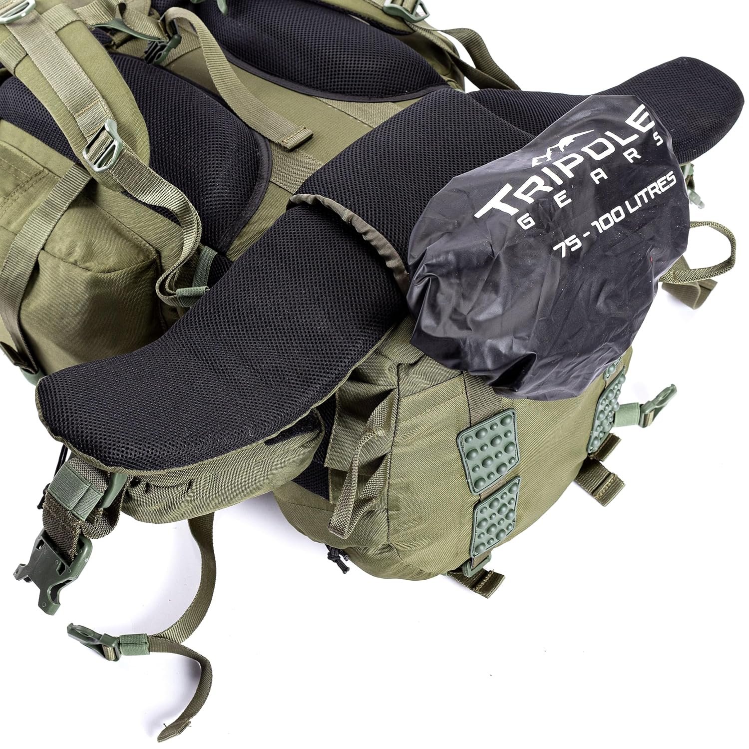 Tripole Colonel Metal Frame Rucksack with Detachable Bag & Rain Cover for Trekking & Travelling | Men & Women | 3 Year Warranty (Olive Green, 80 Litres) 4 Tripole Colonel Metal Frame Rucksack with Detachable Bag & Rain Cover for Trekking & Travelling | Men & Women | 3 Year Warranty (Olive Green, 80 Litres) - Image 6
