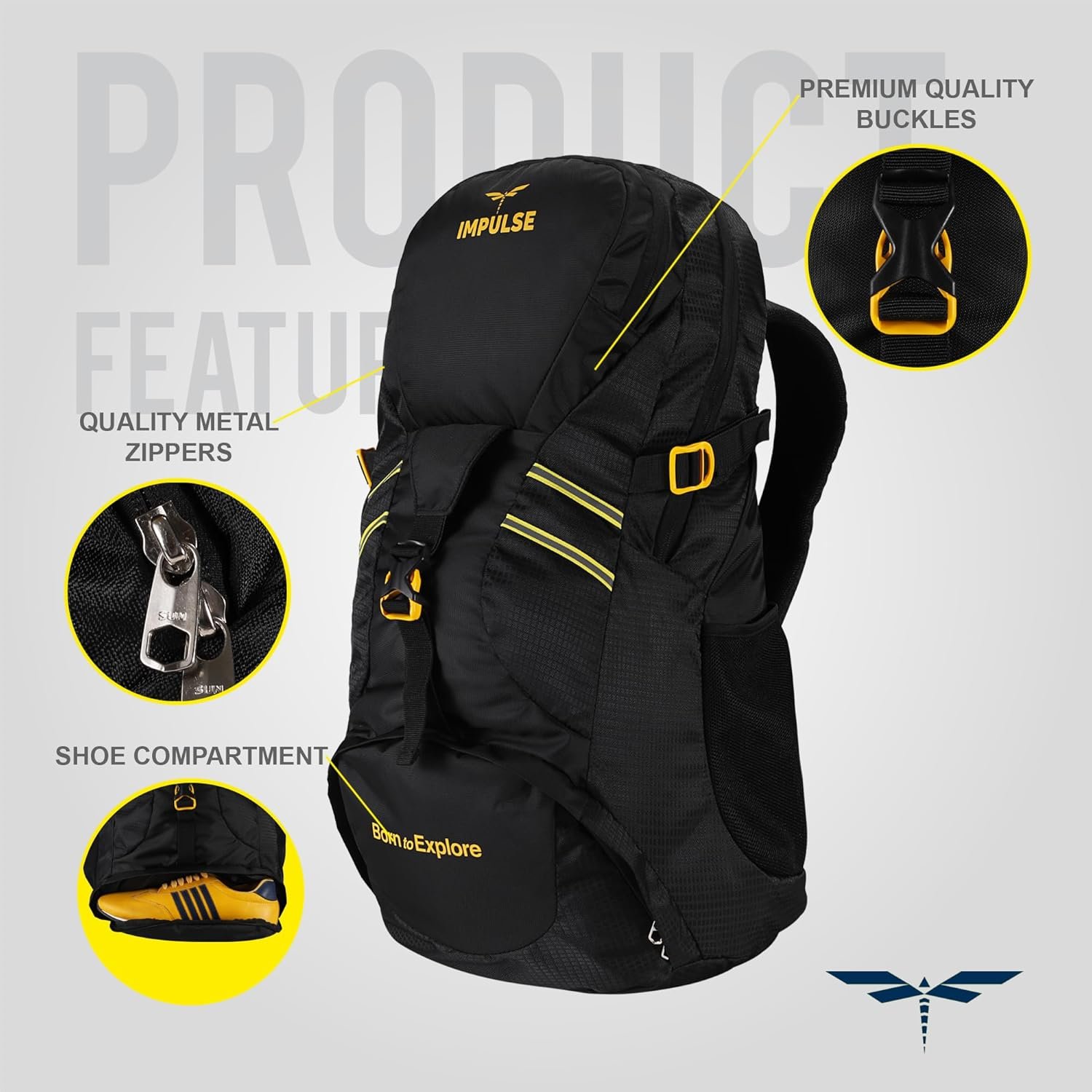 Impulse Rucksack 60L Travel Backpack for Men - Hiking, Trekking, Camping - Cedar 2 Bag with 1 Year Warranty (Black) 4 Impulse Rucksack 60L Travel Backpack for Men - Hiking, Trekking, Camping - Cedar 2 Bag with 1 Year Warranty (Black) - Image 4