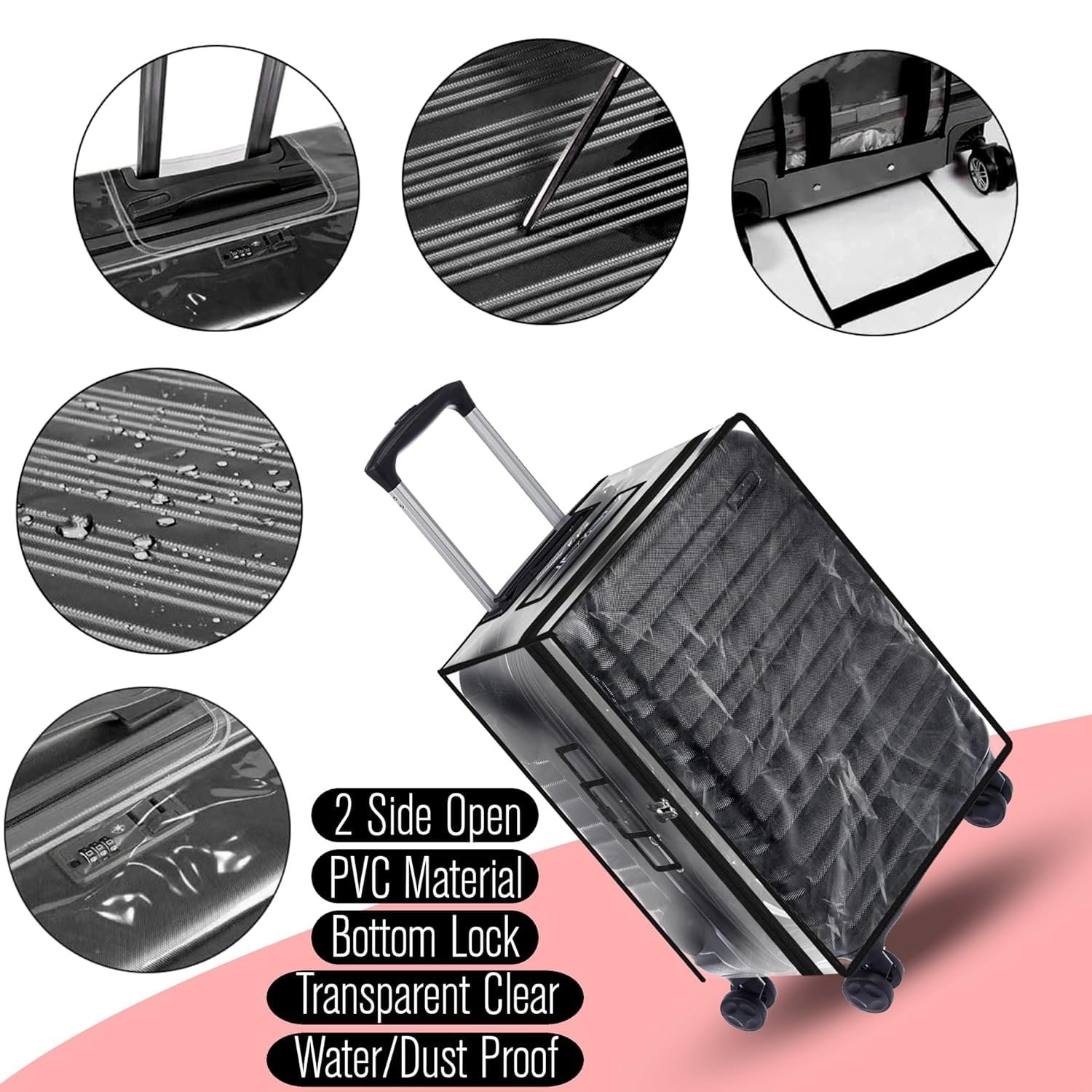 CNB Trolley Bag Cover/Suitcase Bag Cover/Waterproof Dustproof Luggage Cover/Zippered Clear PVC Suitcase Covers Protectors, Pack of 3 (Hard Luggage, Sizes 22" 26" 30") 6 CNB Trolley Bag Cover/Suitcase Bag Cover/Waterproof Dustproof Luggage Cover/Zippered Clear PVC Suitcase Covers Protectors, Pack of 3 (Hard Luggage, Sizes 22" 26" 30") - Image 6