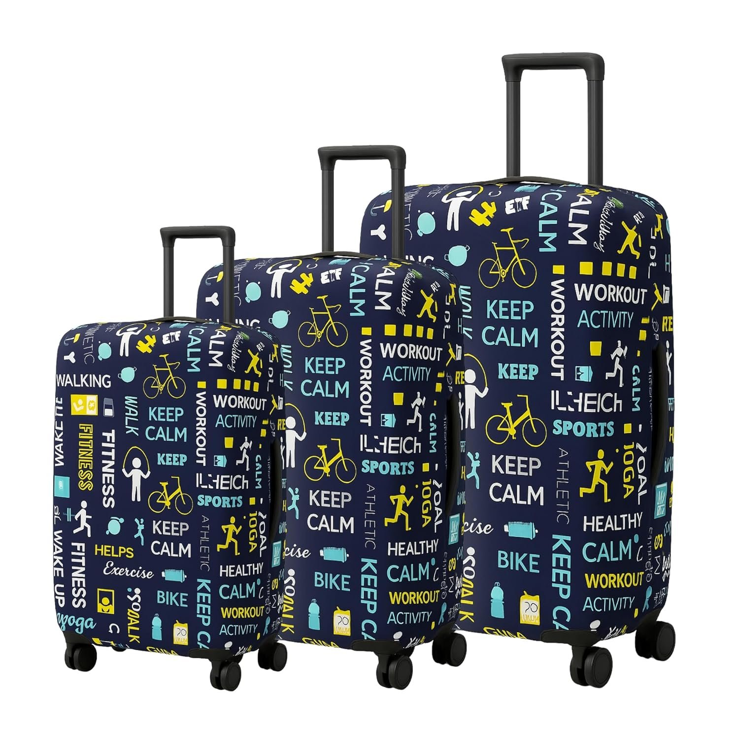 AMPEREUS® Trolley Bag Cover Set of 3 – Small, Medium & Large Polyester Luggage Blue Covers | Protective Cover for Trolley Bags, Suitcases & Luggage | Fits 20, 24 & 28 Inch Fiber-Plastic Bags 2 AMPEREUS® Trolley Bag Cover Set of 3 – Small, Medium & Large Polyester Luggage Blue Covers | Protective Cover for Trolley Bags, Suitcases & Luggage | Fits 20, 24 & 28 Inch Fiber-Plastic Bags - Image 2