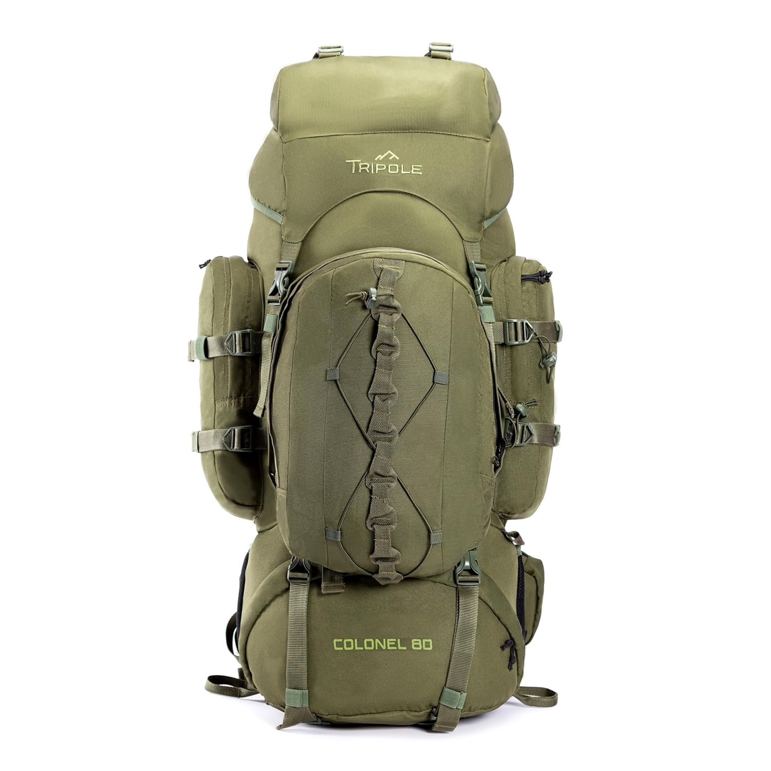 Tripole Colonel Metal Frame Rucksack with Detachable Bag & Rain Cover for Trekking & Travelling | Men & Women | 3 Year Warranty (Olive Green, 80 Litres) 2 Tripole Colonel Metal Frame Rucksack with Detachable Bag & Rain Cover for Trekking & Travelling | Men & Women | 3 Year Warranty (Olive Green, 80 Litres) - Image 2