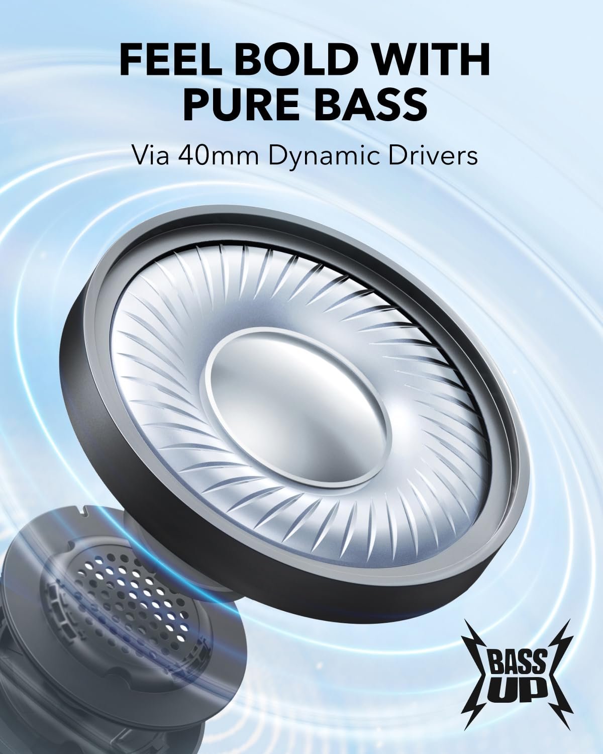 soundcore by Anker H30i Wireless On-Ear Headphones, Foldable Design, Pure Bass, 70H Playtime, Bluetooth 5.3, Lightweight and Comfortable, App Connectivity, Multipoint Connection (Black) - Image 3