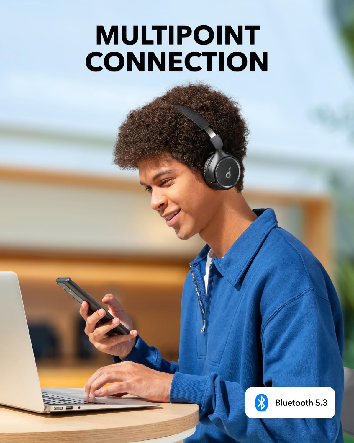 soundcore by Anker H30i Wireless On-Ear Headphones, Foldable Design, Pure Bass, 70H Playtime, Bluetooth 5.3, Lightweight and Comfortable, App Connectivity, Multipoint Connection (Black) - Image 6