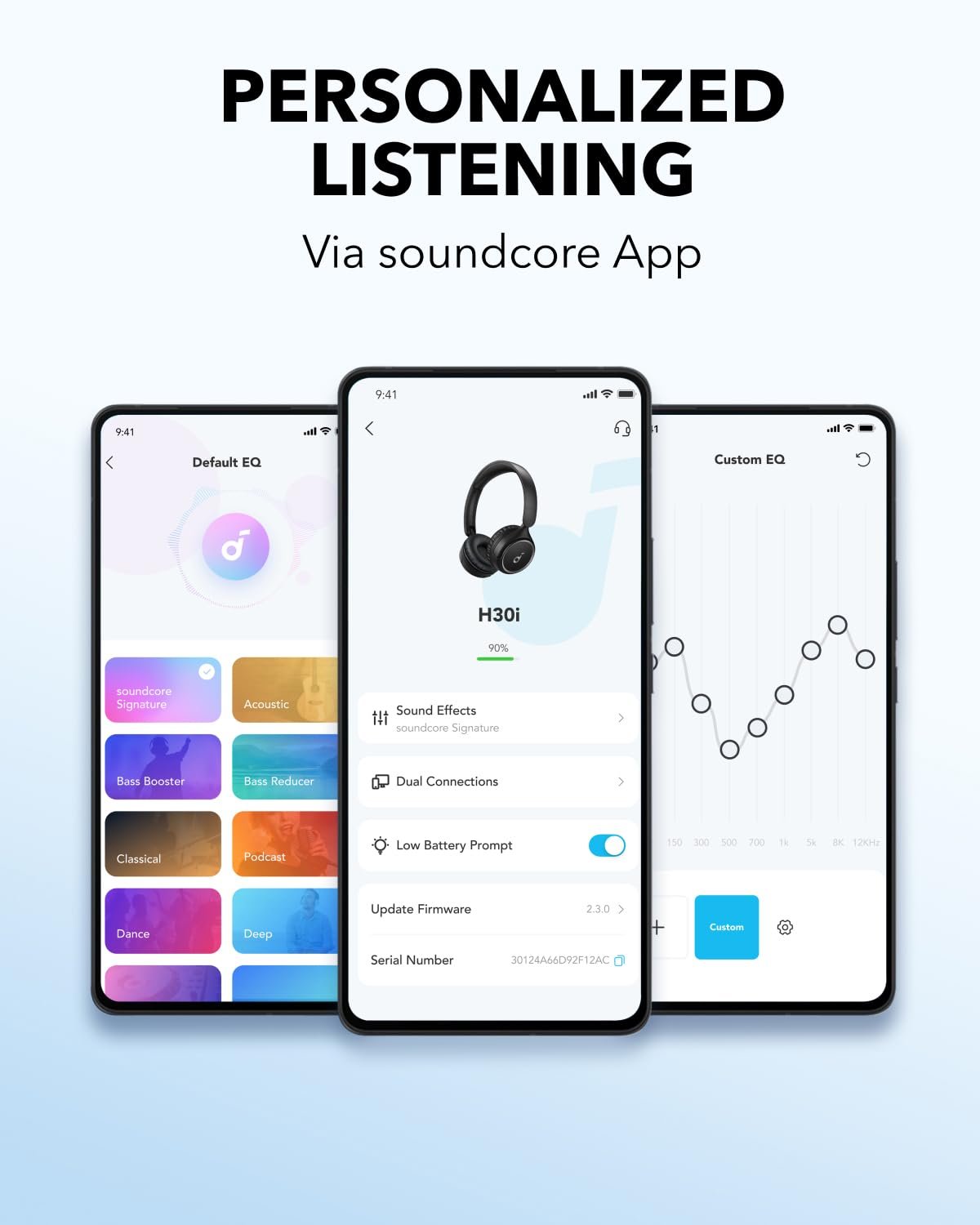 soundcore by Anker H30i Wireless On-Ear Headphones, Foldable Design, Pure Bass, 70H Playtime, Bluetooth 5.3, Lightweight and Comfortable, App Connectivity, Multipoint Connection (Black) - Image 7
