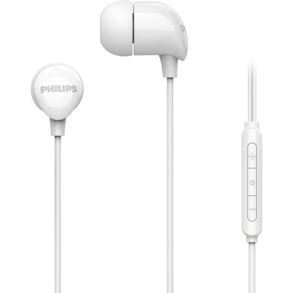 Philips TAE2146WT in-Ear Wired Headphones with USB-C Plug, 10mm Drivers for Deep Dynamic Bass and Clear Sound, in-Line Mic with Call Button, 3 Interchangeable Ear Caps, 1.2m Durable Cable (White) 2 Philips TAE2146WT in-Ear Wired Headphones with USB-C Plug, 10mm Drivers for Deep Dynamic Bass and Clear Sound, in-Line Mic with Call Button, 3 Interchangeable Ear Caps, 1.2m Durable Cable (White) - Image 2